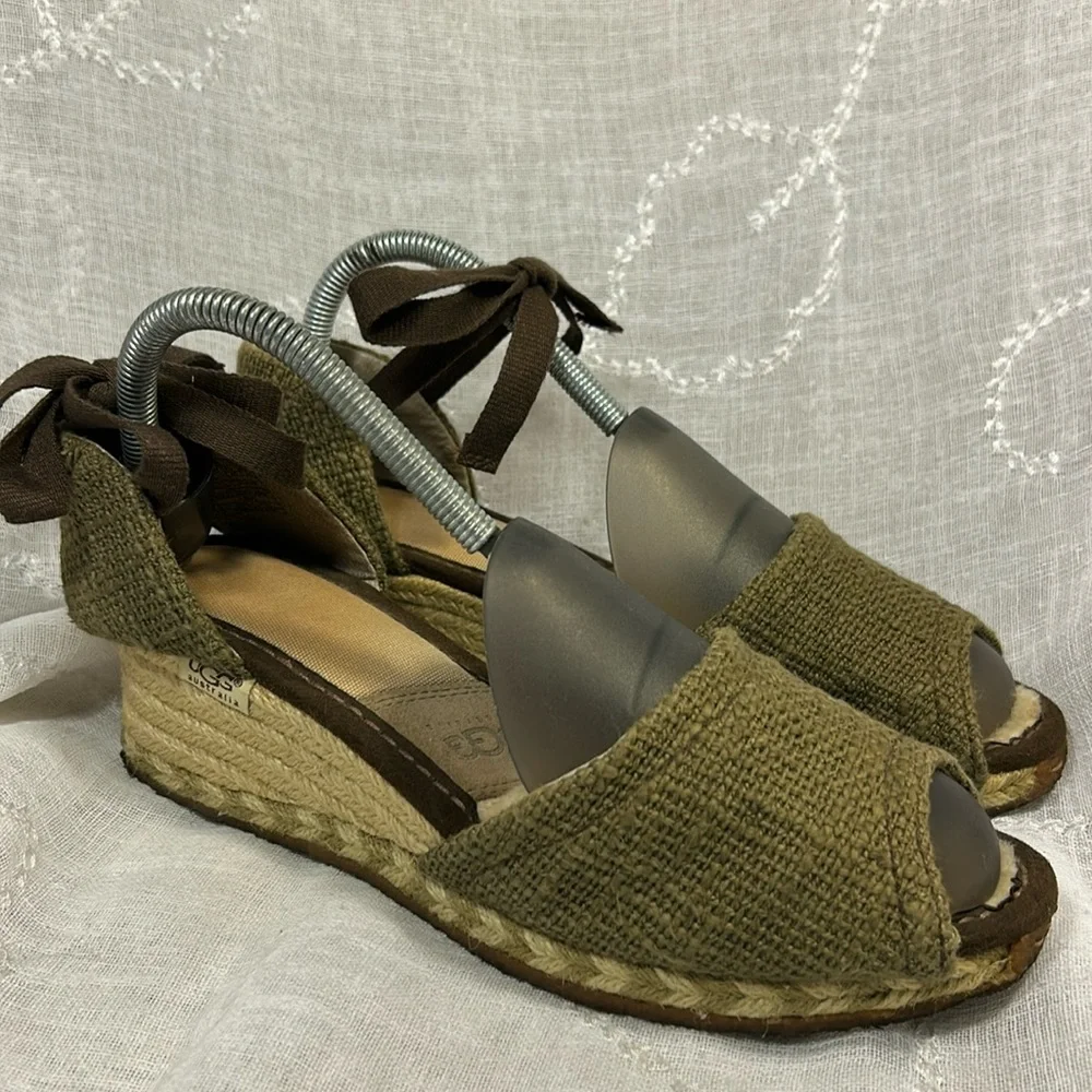 UGG almost new leather espadrille wedge sandals